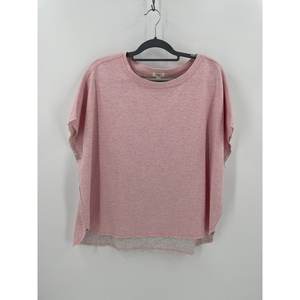 Dylan Heather Pink Layered Raw Hem Short Sleeve Poncho Cape T Shirt S Oversized
